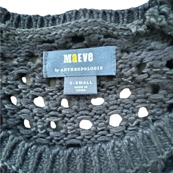 Anthropologie Open Knit Crochet Peplum Black and White Layered Sweater XS NWT - Picture 4 of 10